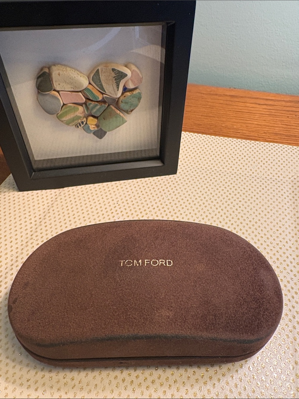 Tom Ford Brown Suede Eyewear Case with Gold Logo/ Cloth